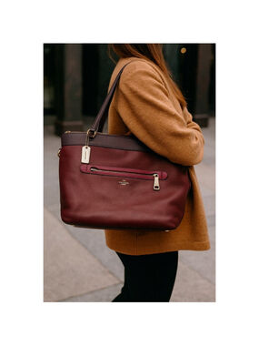 Coach Tyler Colorblock Pebble Leather Tote Bag with Gold Hardware F57210